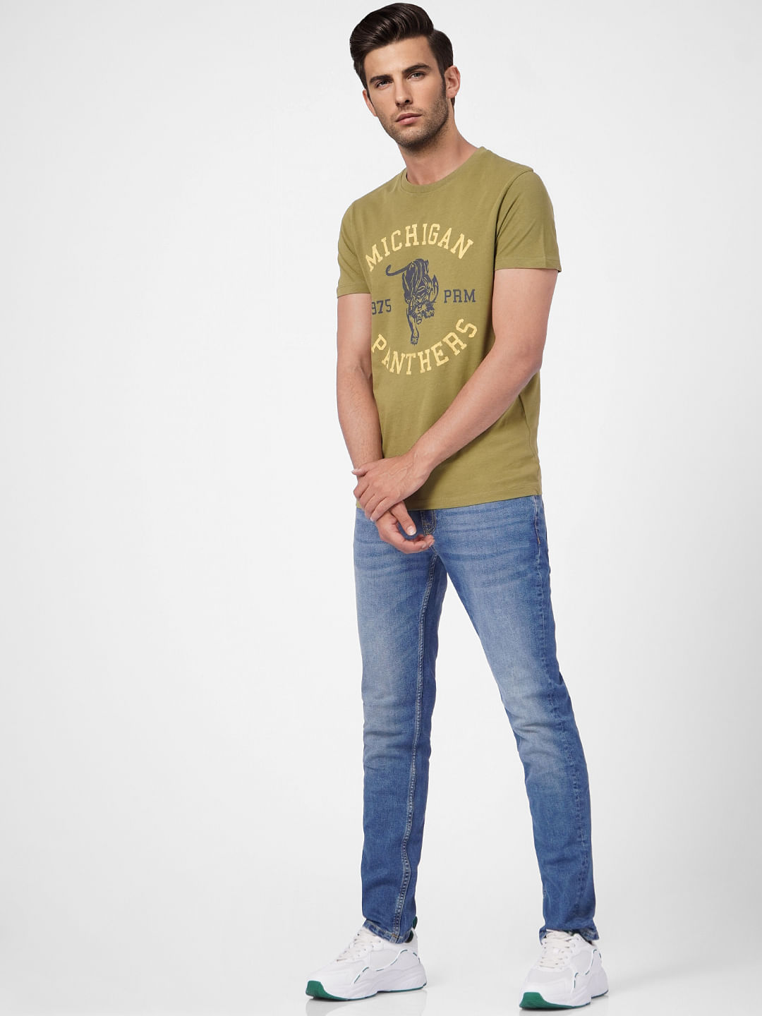 Green Graphic Print Crew Neck T-shirt