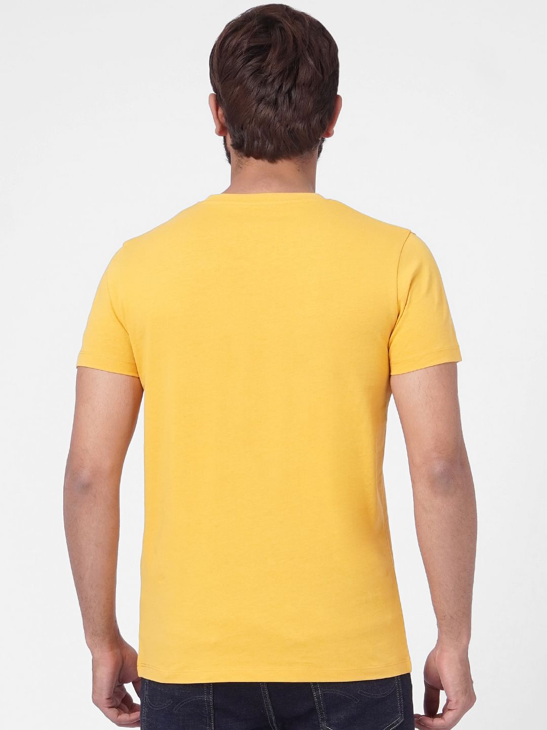 Yellow Graphic Print Crew Neck T-shirt