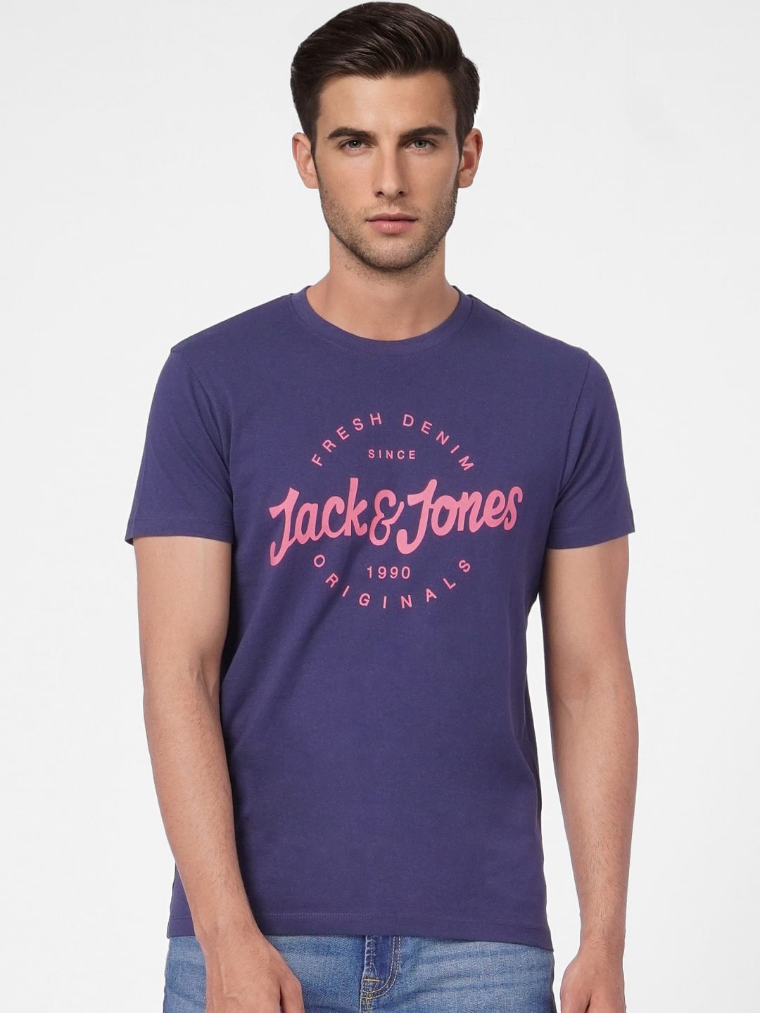 Blue Graphic Print Crew Neck T-shirt