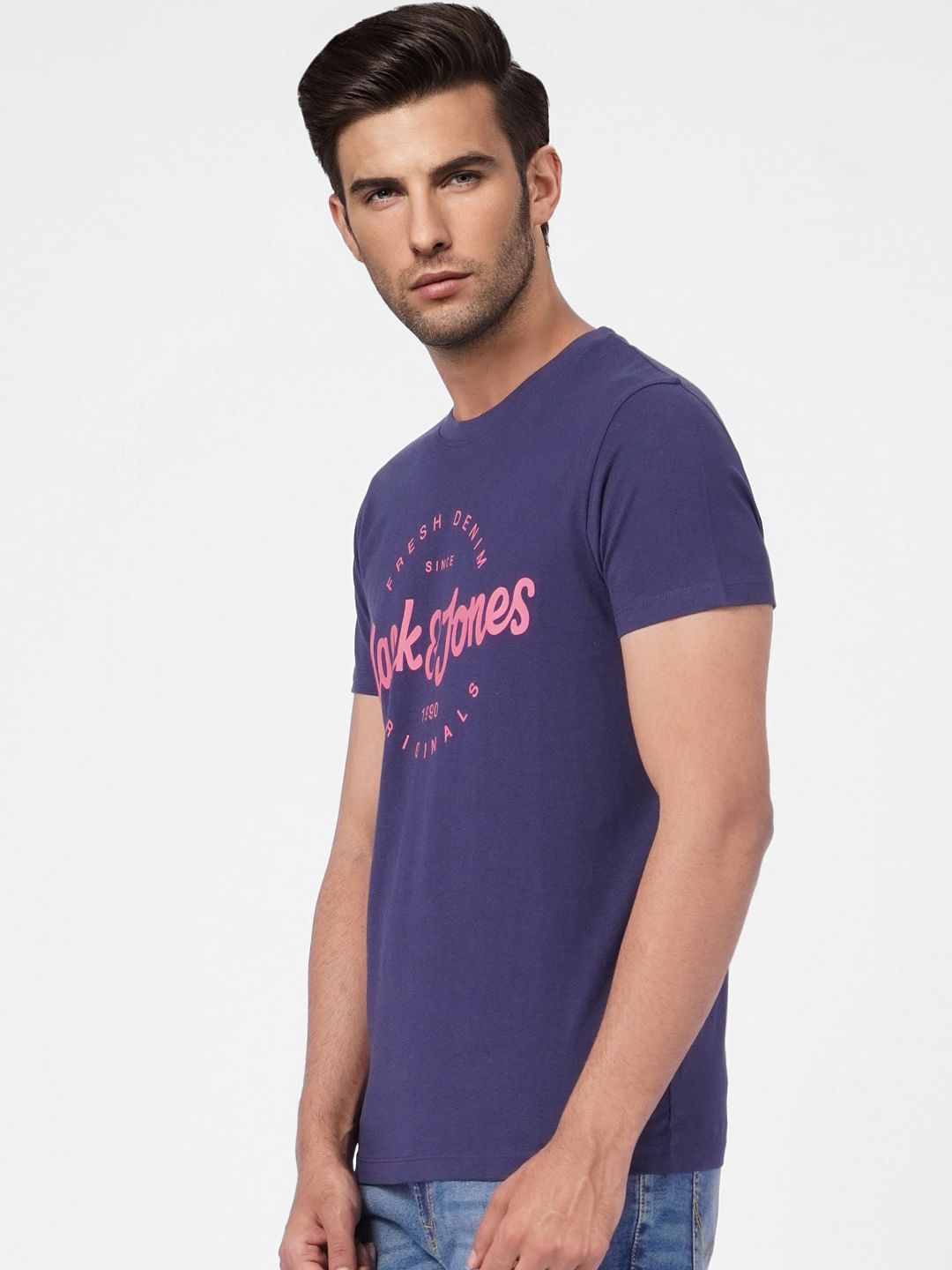 Blue Graphic Print Crew Neck T-shirt