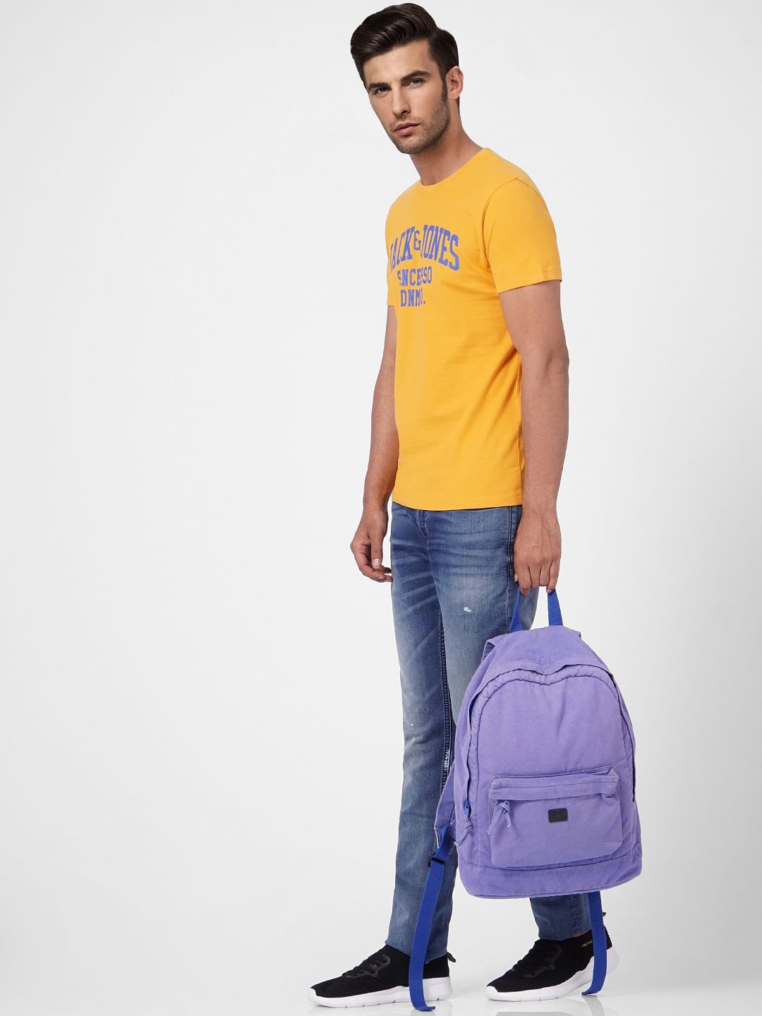 Yellow Graphic Print Crew Neck T-shirt - S