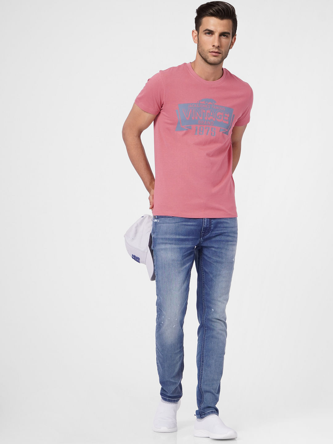 Pink Graphic Print Crew Neck T-shirt - S