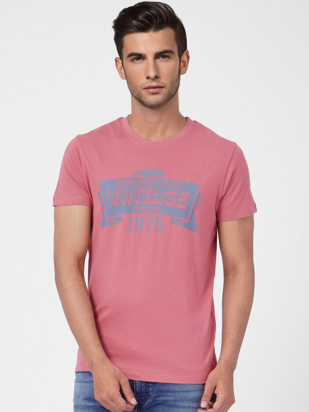 Pink Graphic Print Crew Neck T-shirt