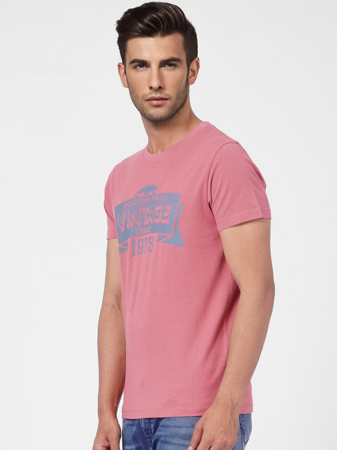 Pink Graphic Print Crew Neck T-shirt