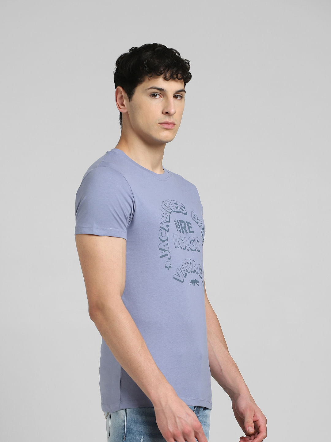 Blue Graphic Print Crew Neck T-shirt