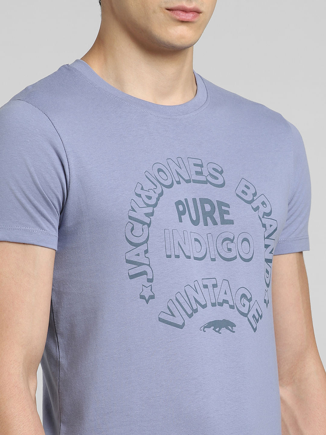 Blue Graphic Print Crew Neck T-shirt