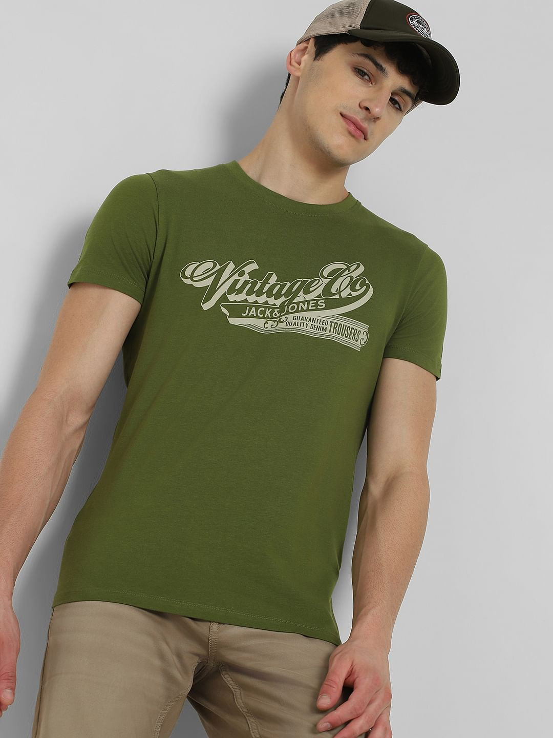 Green Graphic Print Crew Neck T-shirt - S