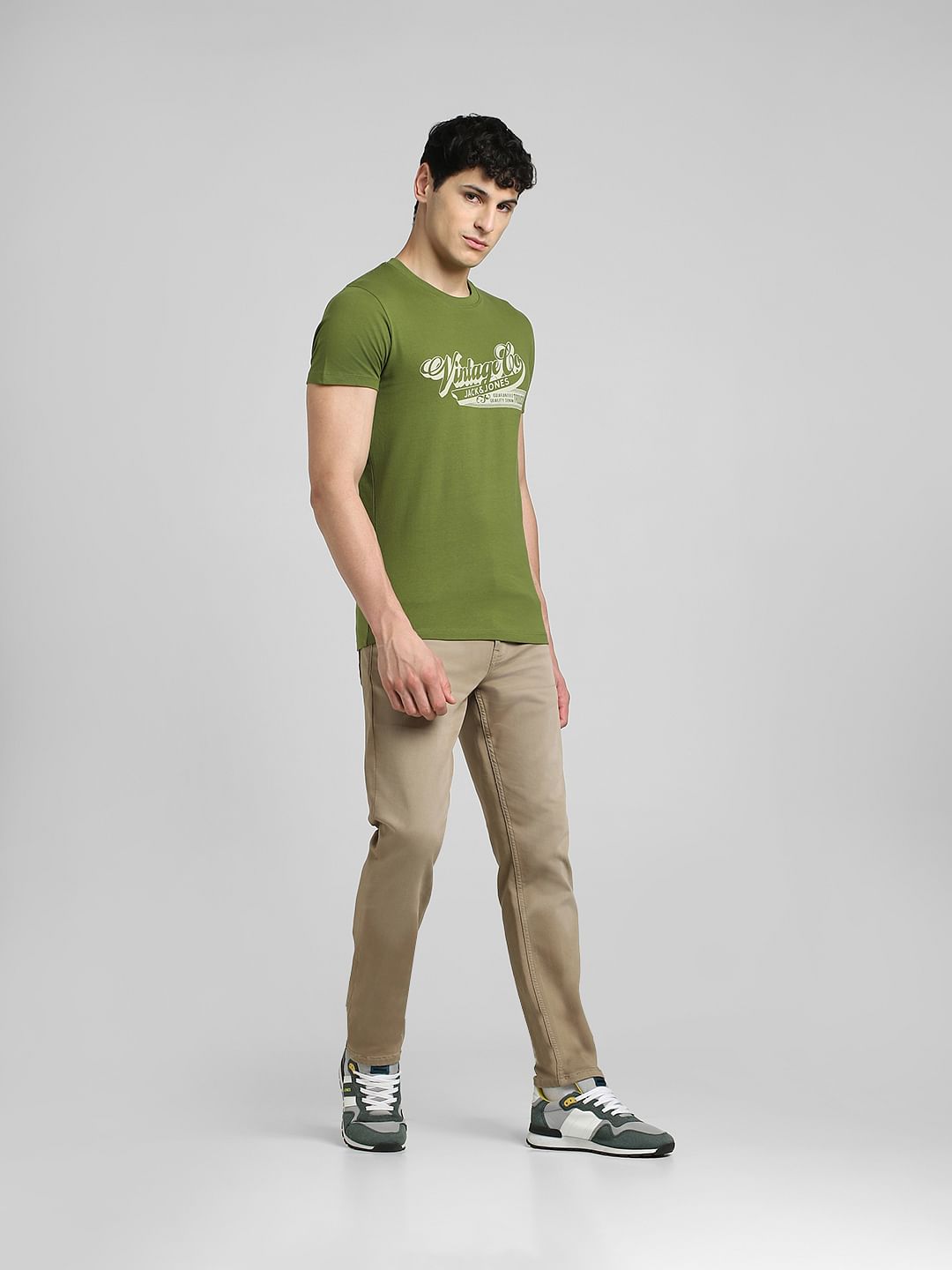 Green Graphic Print Crew Neck T-shirt