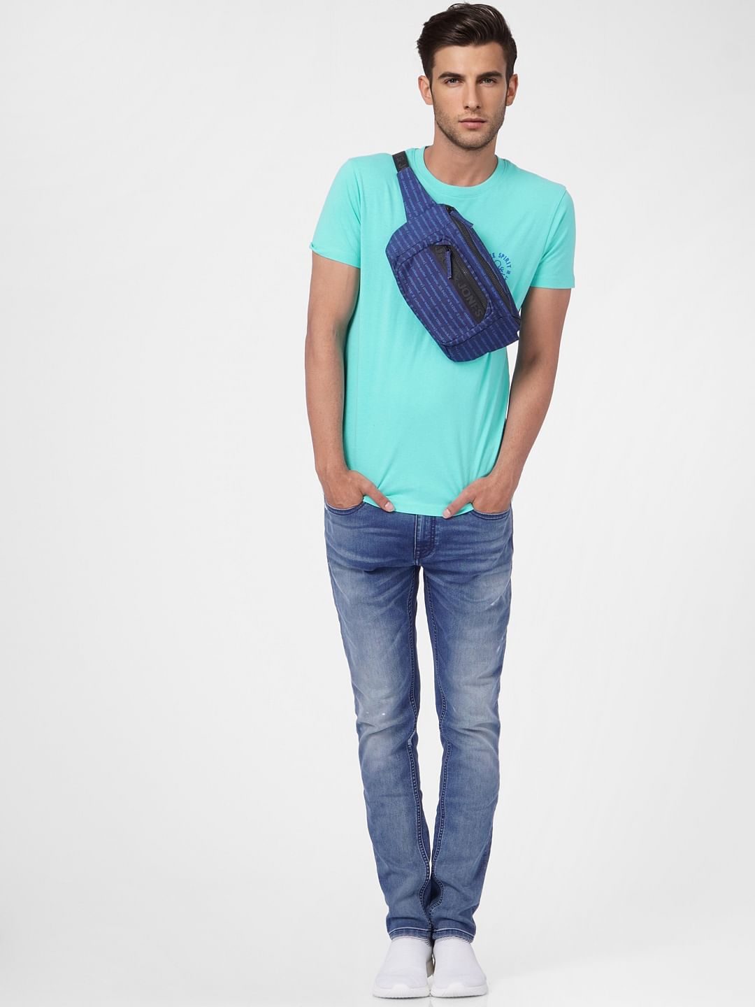 Turquoise Blue Crew Neck T-shirt - S