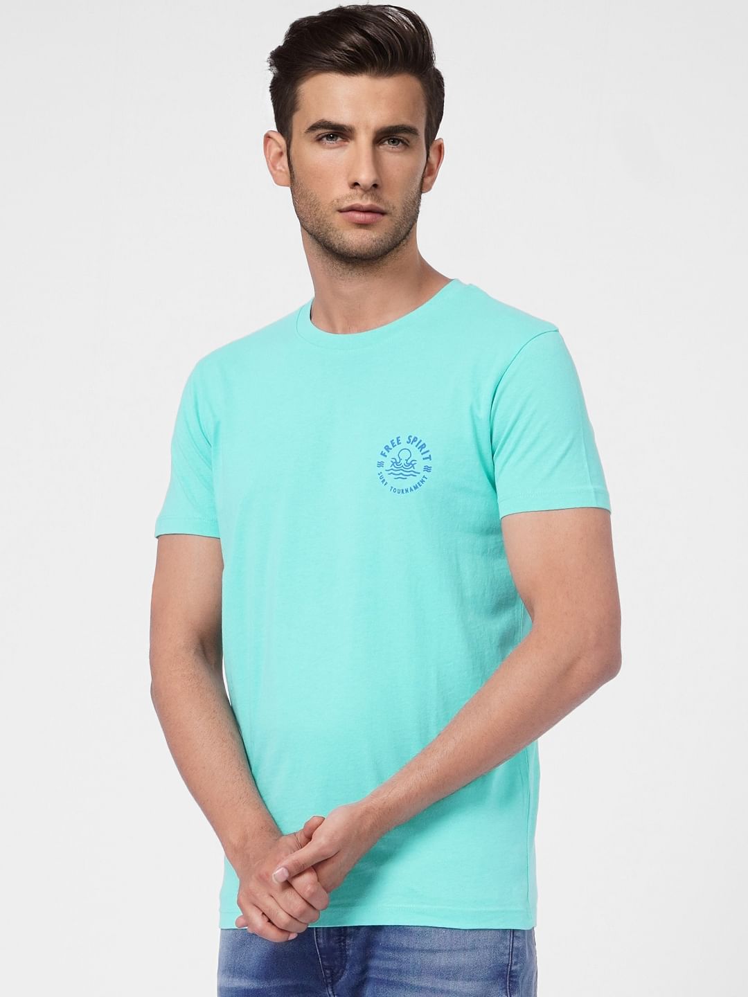 Turquoise Blue Crew Neck T-shirt