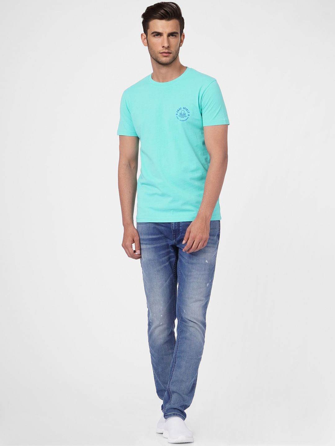 Turquoise Blue Crew Neck T-shirt