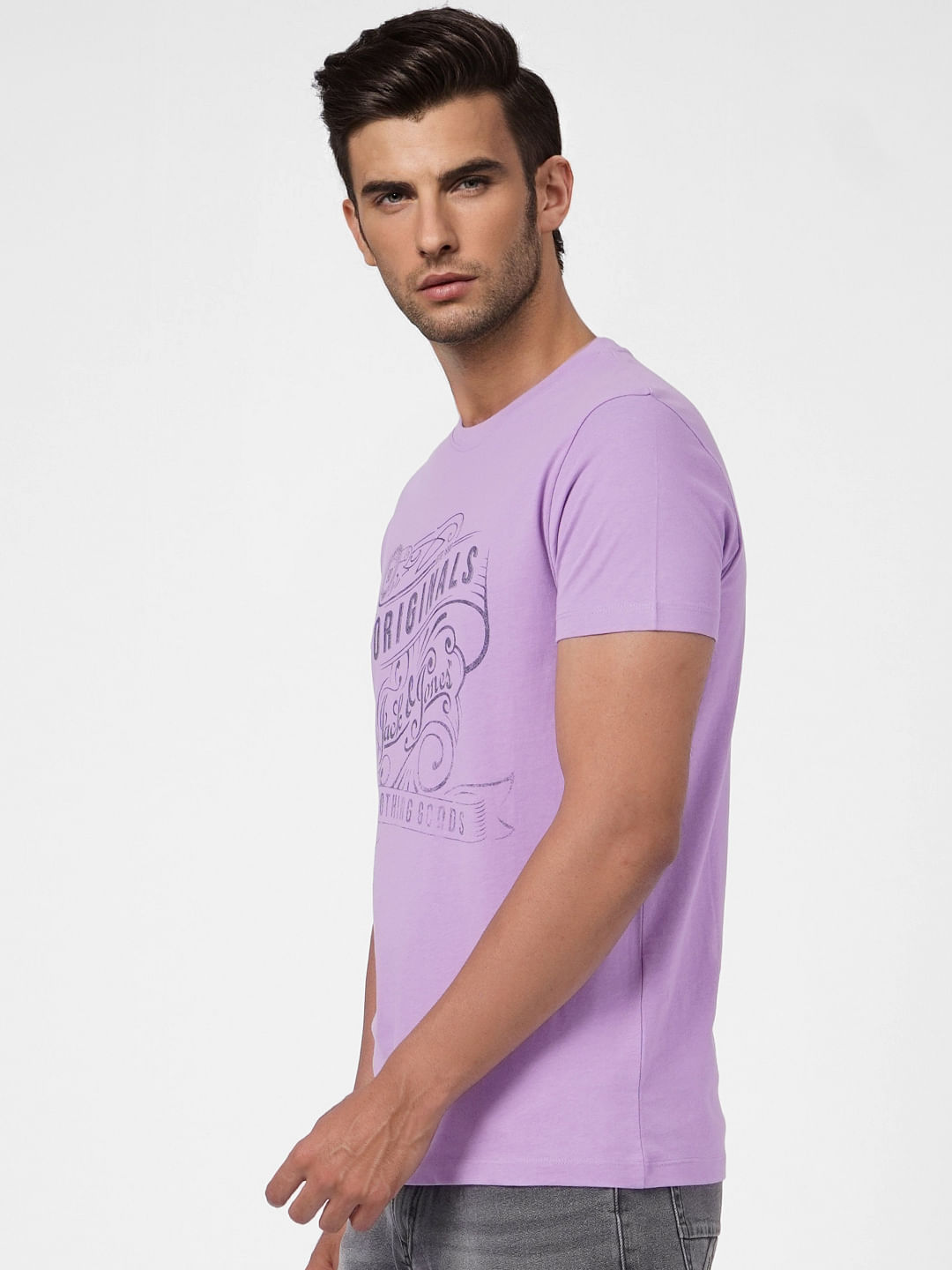 Purple Graphic Print Crew Neck T-shirt