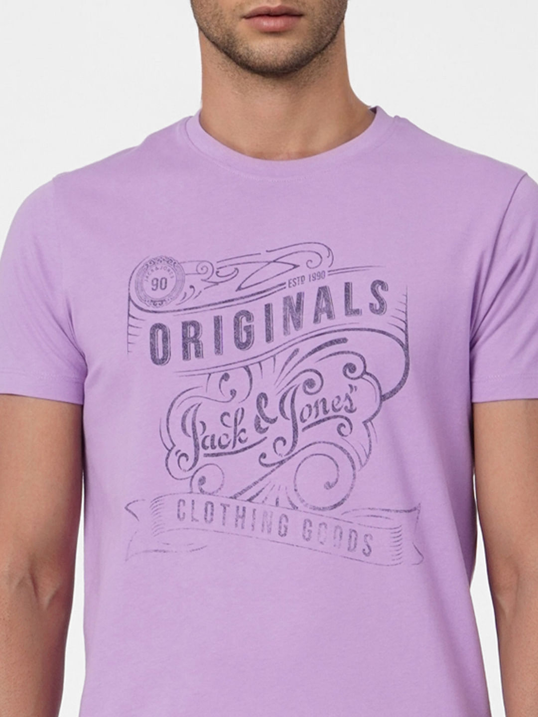 Purple Graphic Print Crew Neck T-shirt
