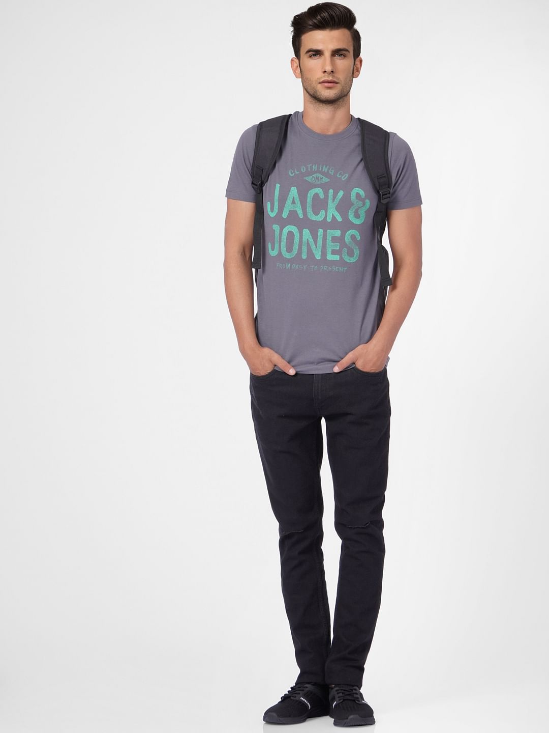 Blue Graphic Print Crew Neck T-shirt - S