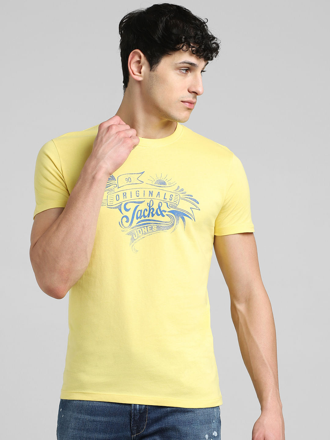 Yellow Graphic Print Crew Neck T-shirt