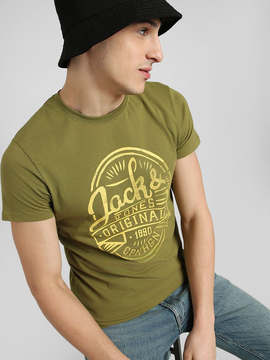 Green Graphic Print Crew Neck T-shirt