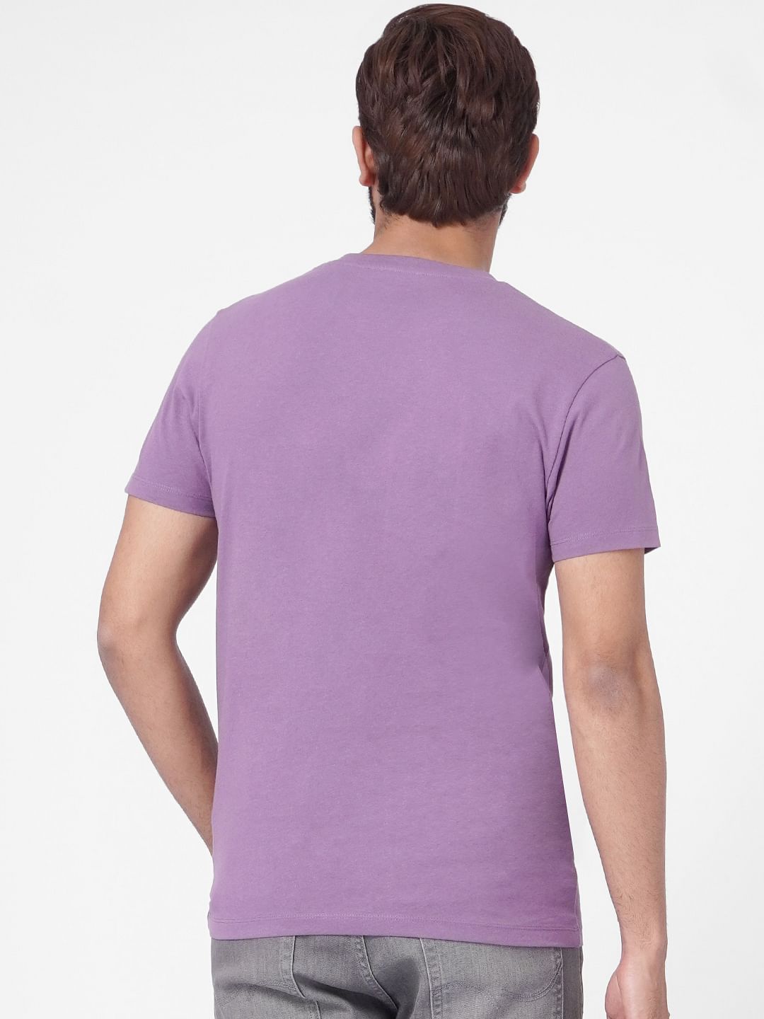Purple Graphic Print Crew Neck T-shirt