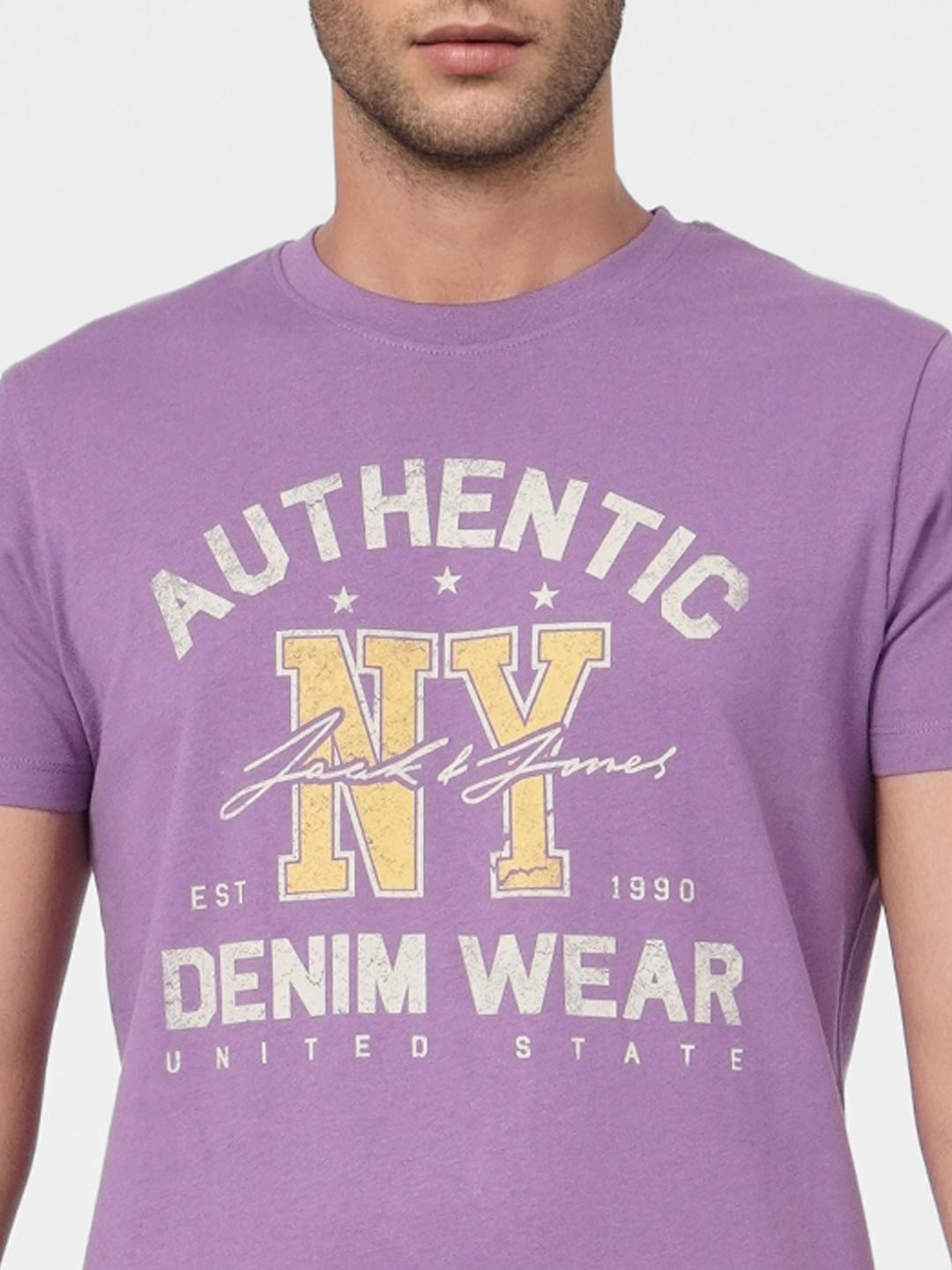 Purple Graphic Print Crew Neck T-shirt
