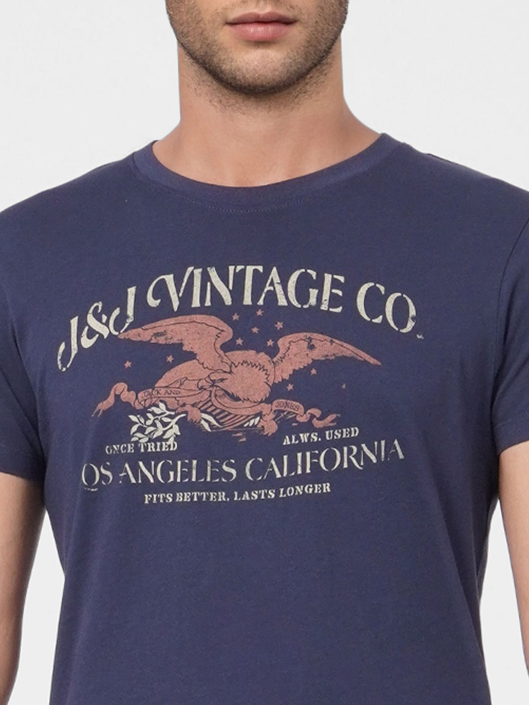 Blue Graphic Print Crew Neck T-shirt