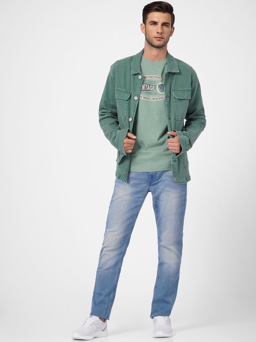 Green Graphic Print Crew Neck T-shirt - S