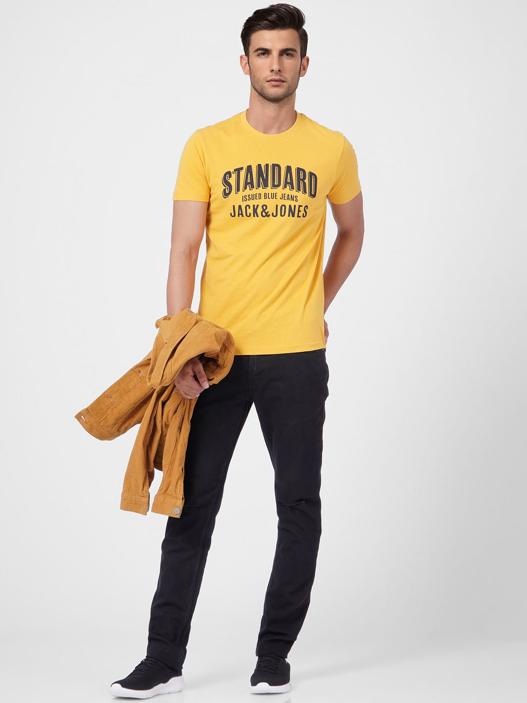 Yellow Graphic Print Crew Neck T-shirt - S