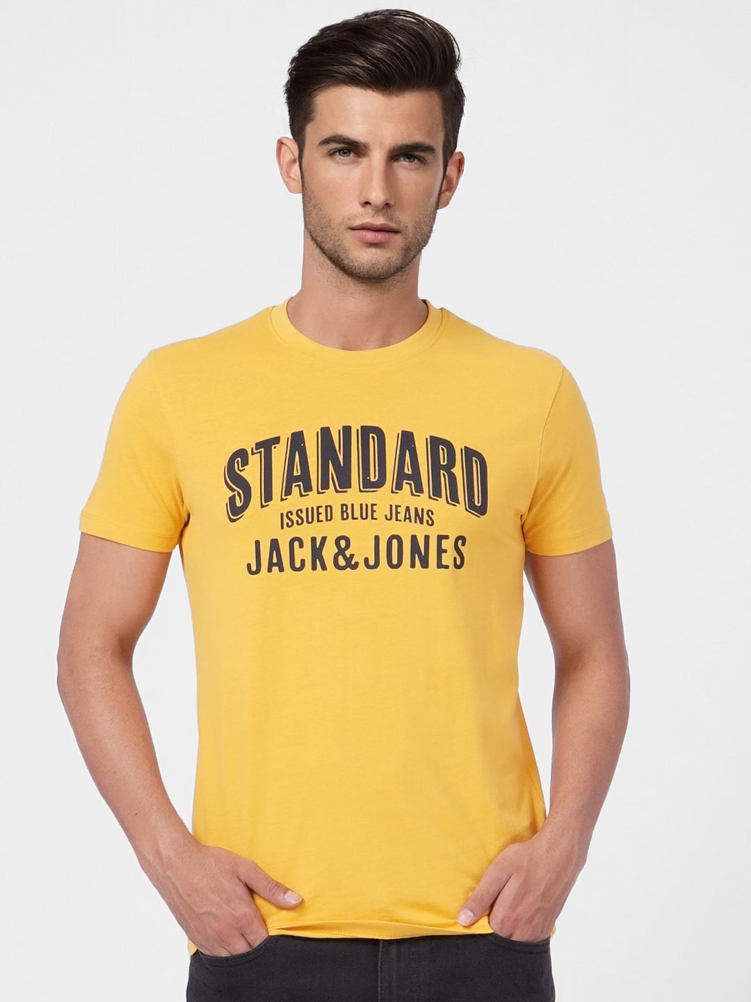 Yellow Graphic Print Crew Neck T-shirt