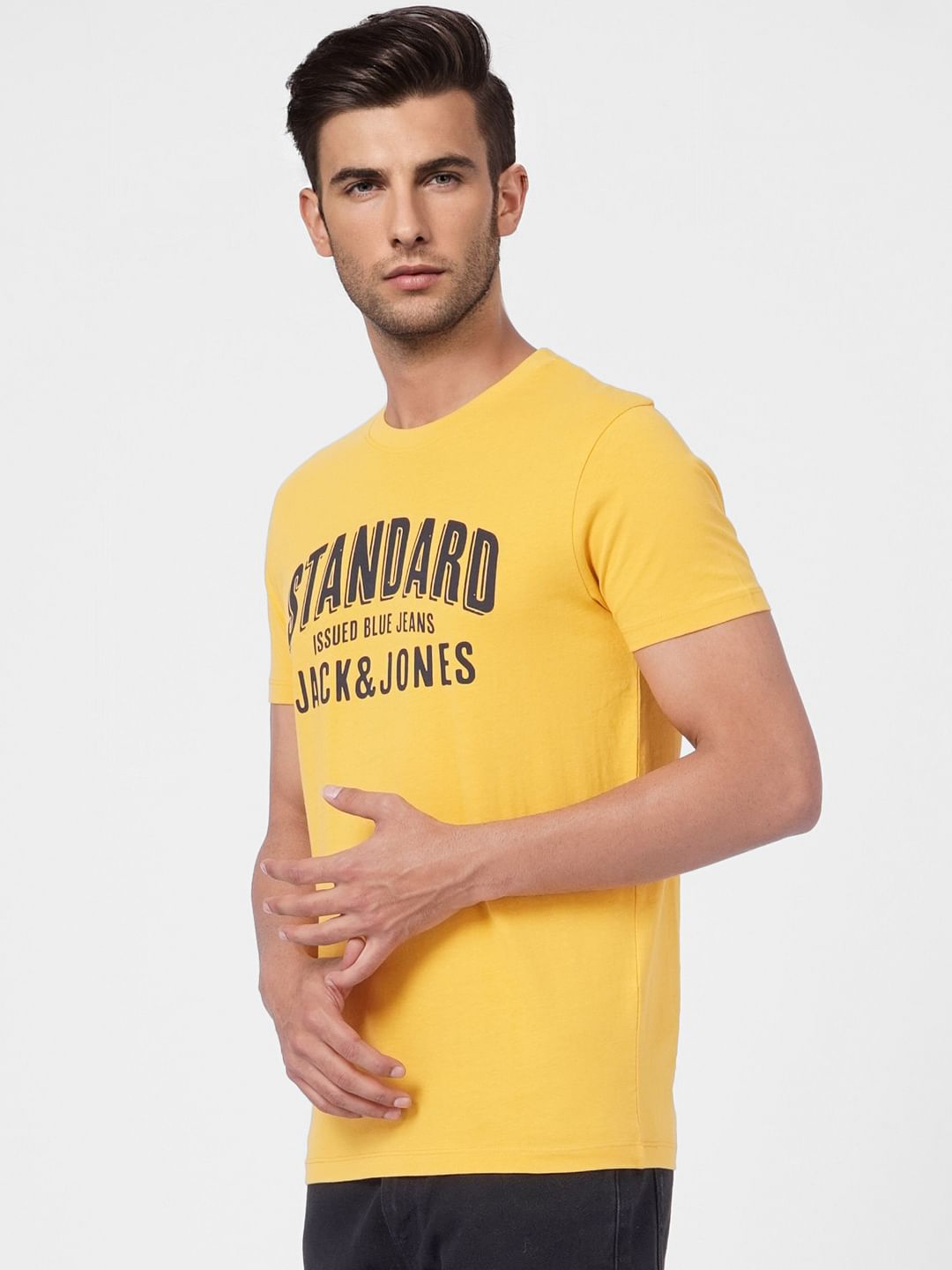 Yellow Graphic Print Crew Neck T-shirt