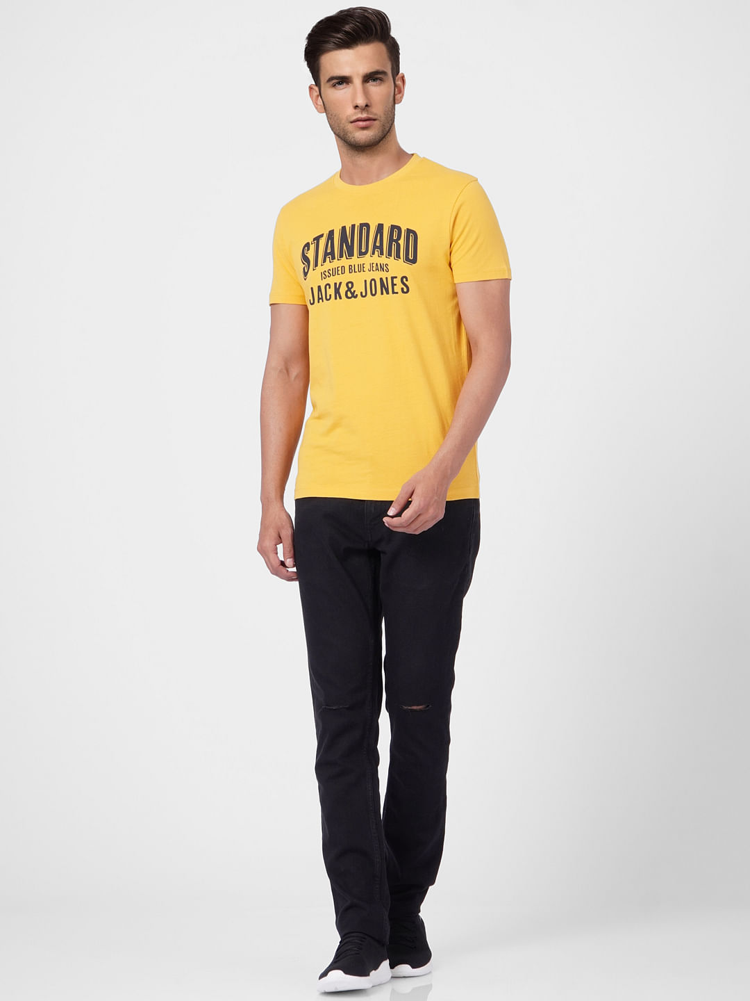Yellow Graphic Print Crew Neck T-shirt