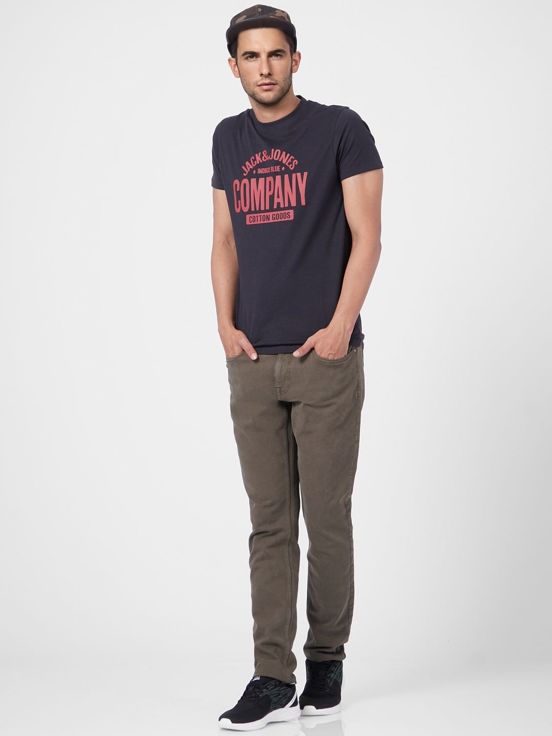 Black Graphic Print Crew Neck T-shirt - S