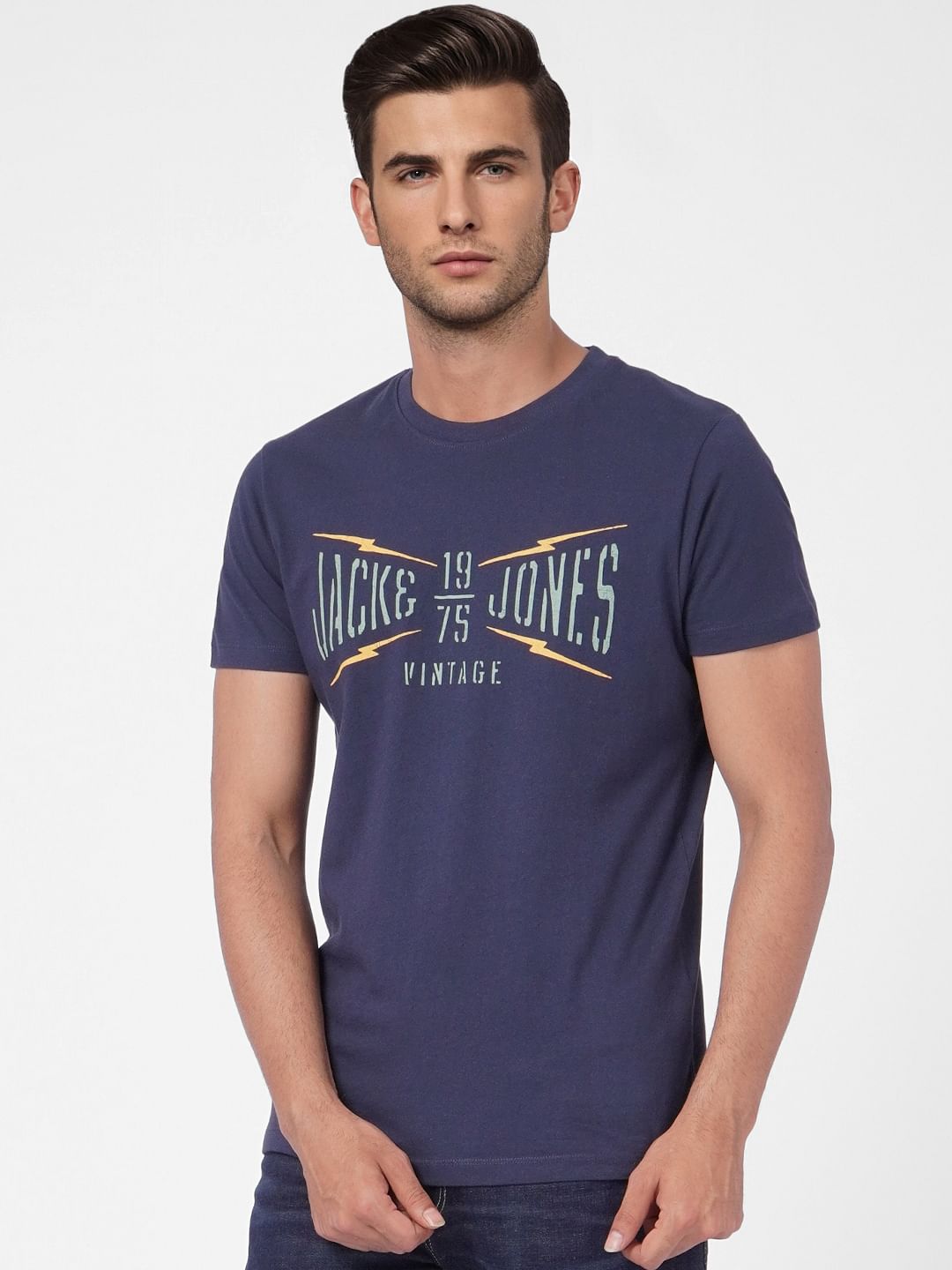 Blue Graphic Print Crew Neck T-shirt