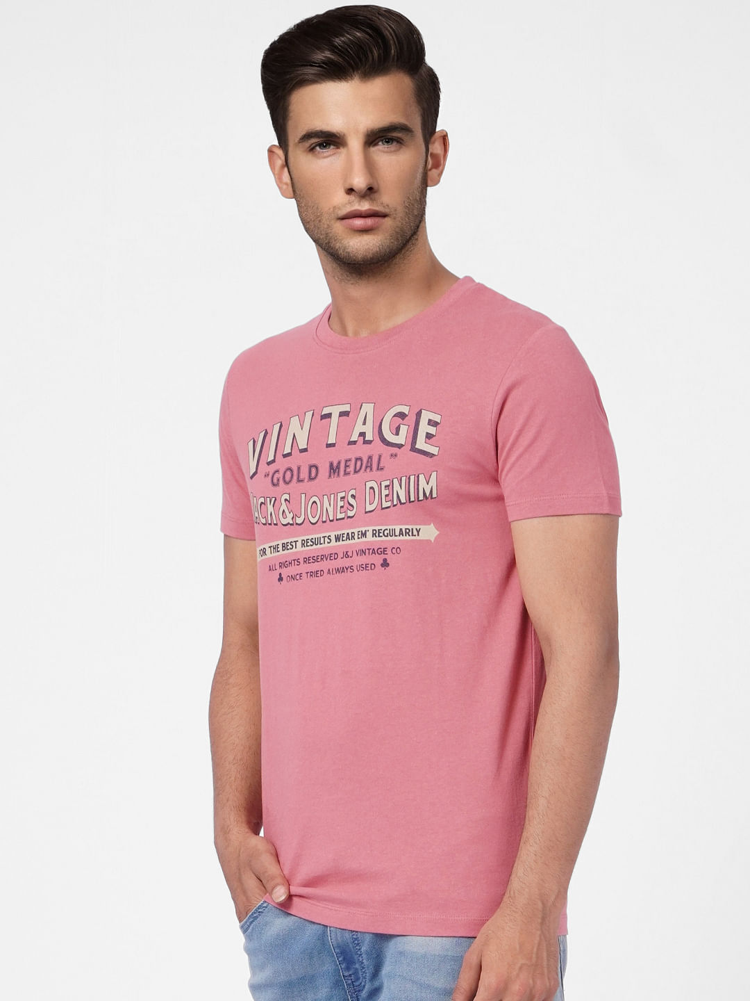 Purple Graphic Print Crew Neck T-shirt