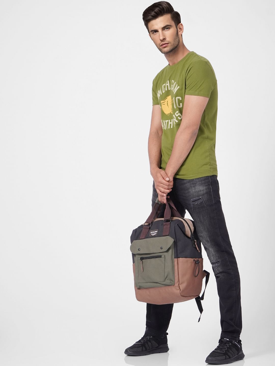 Green Graphic Print Crew Neck T-shirt - S