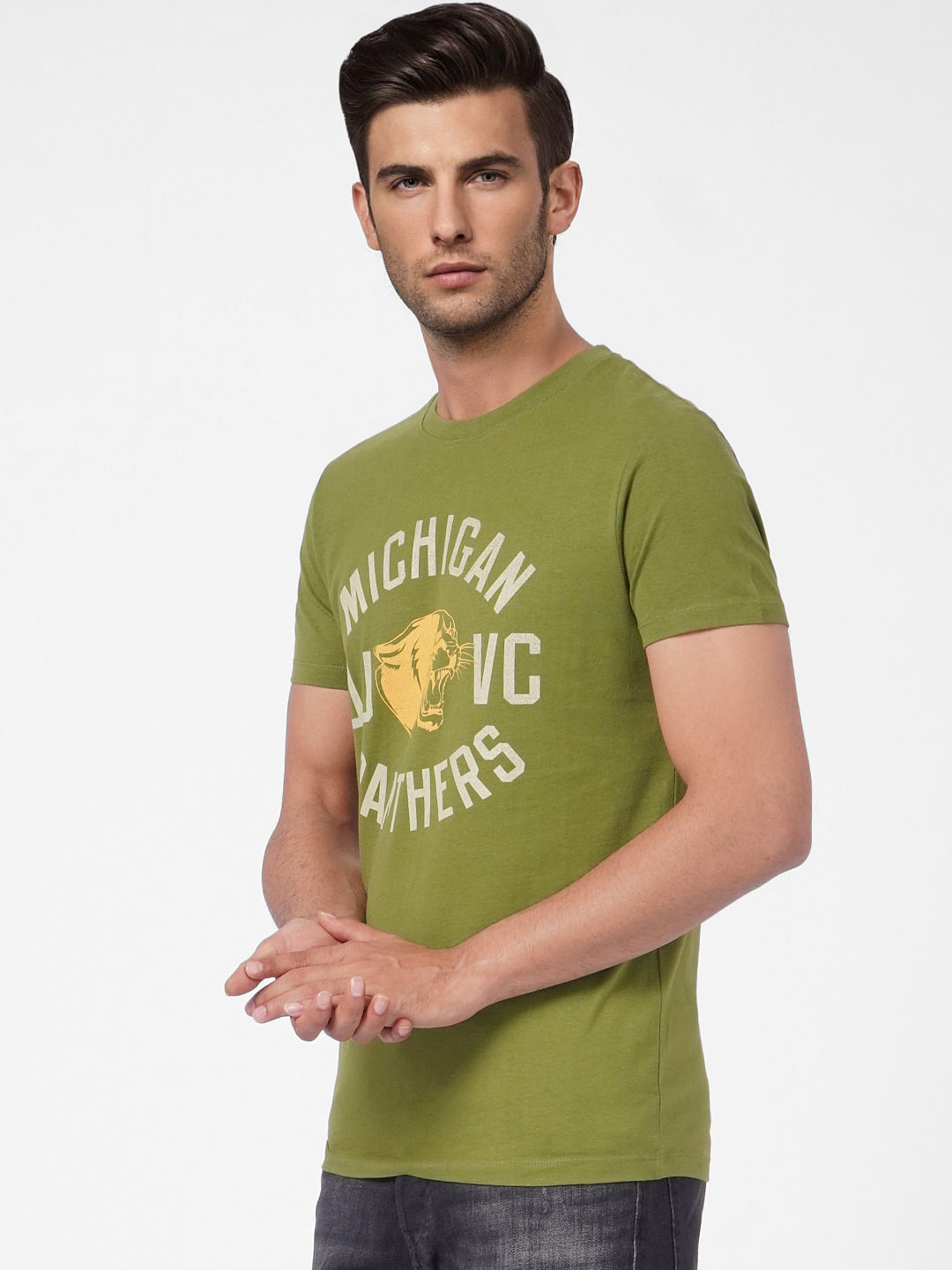 Green Graphic Print Crew Neck T-shirt
