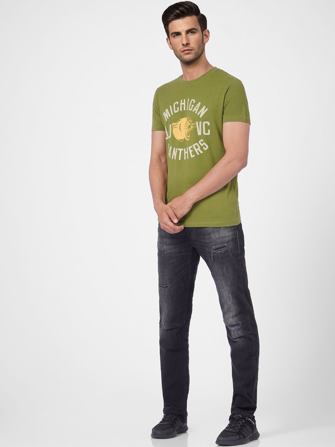 Green Graphic Print Crew Neck T-shirt