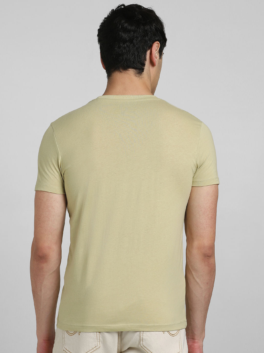 Light Beige Graphic Print Crew Neck T-shirt
