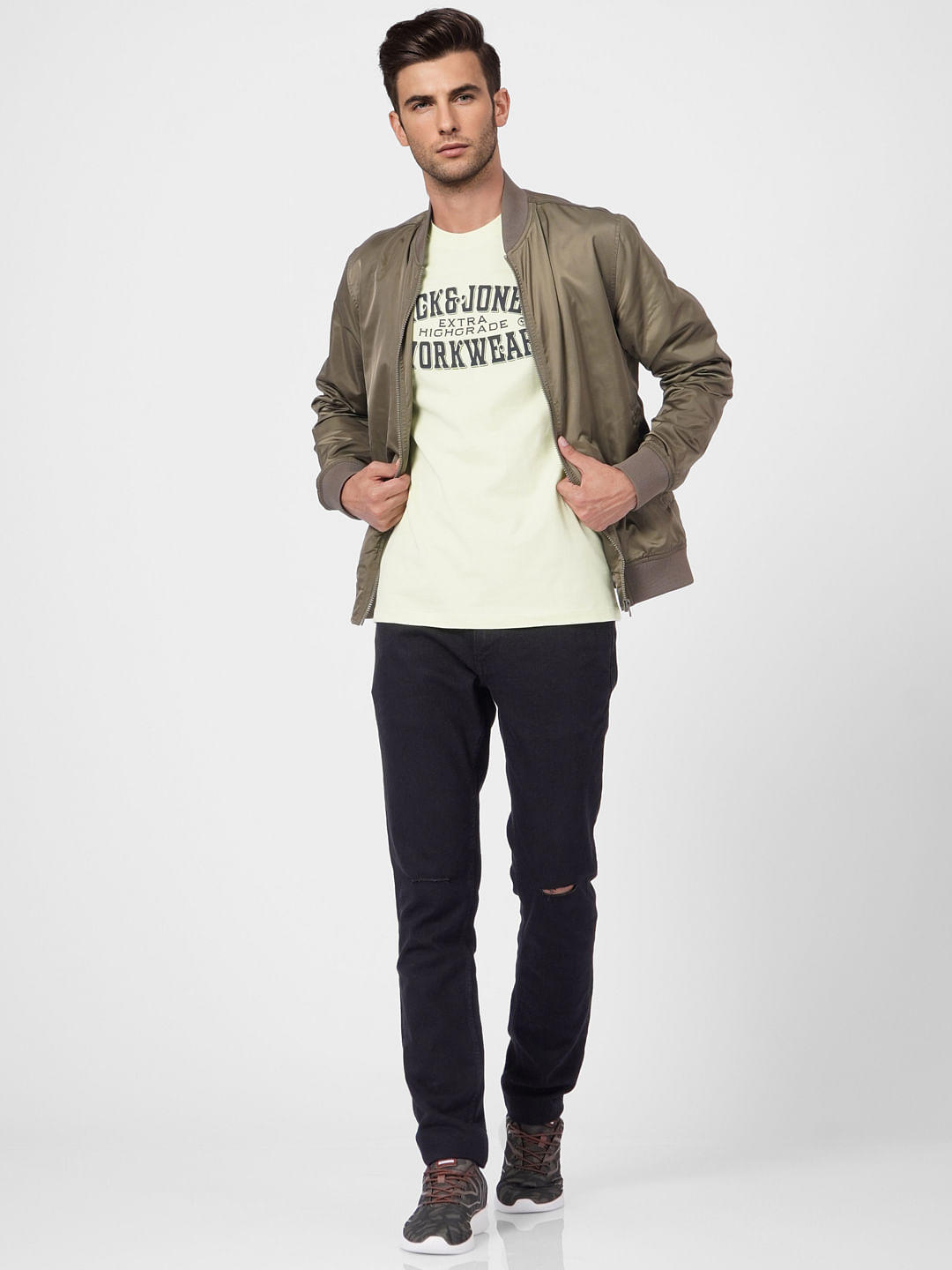 Light Green Graphic Print Crew Neck T-shirt - S