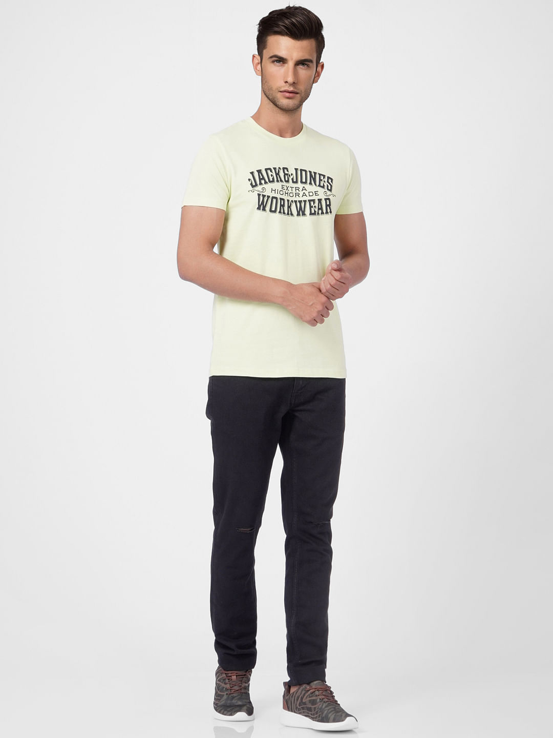 Light Green Graphic Print Crew Neck T-shirt