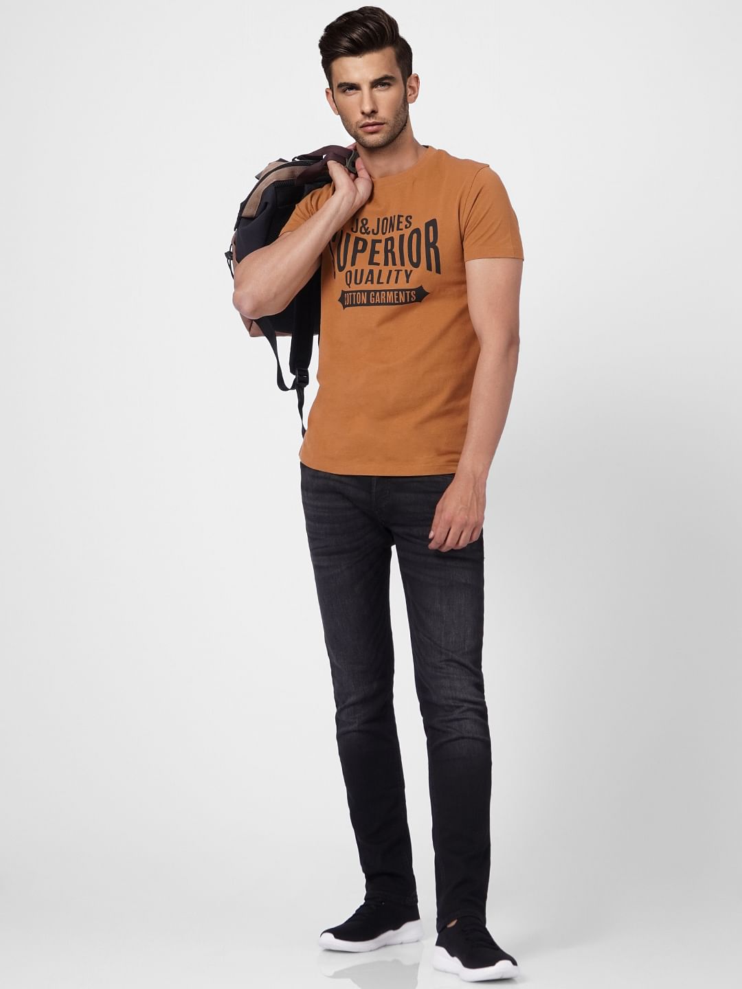 Brown Graphic Print Crew Neck T-shirt