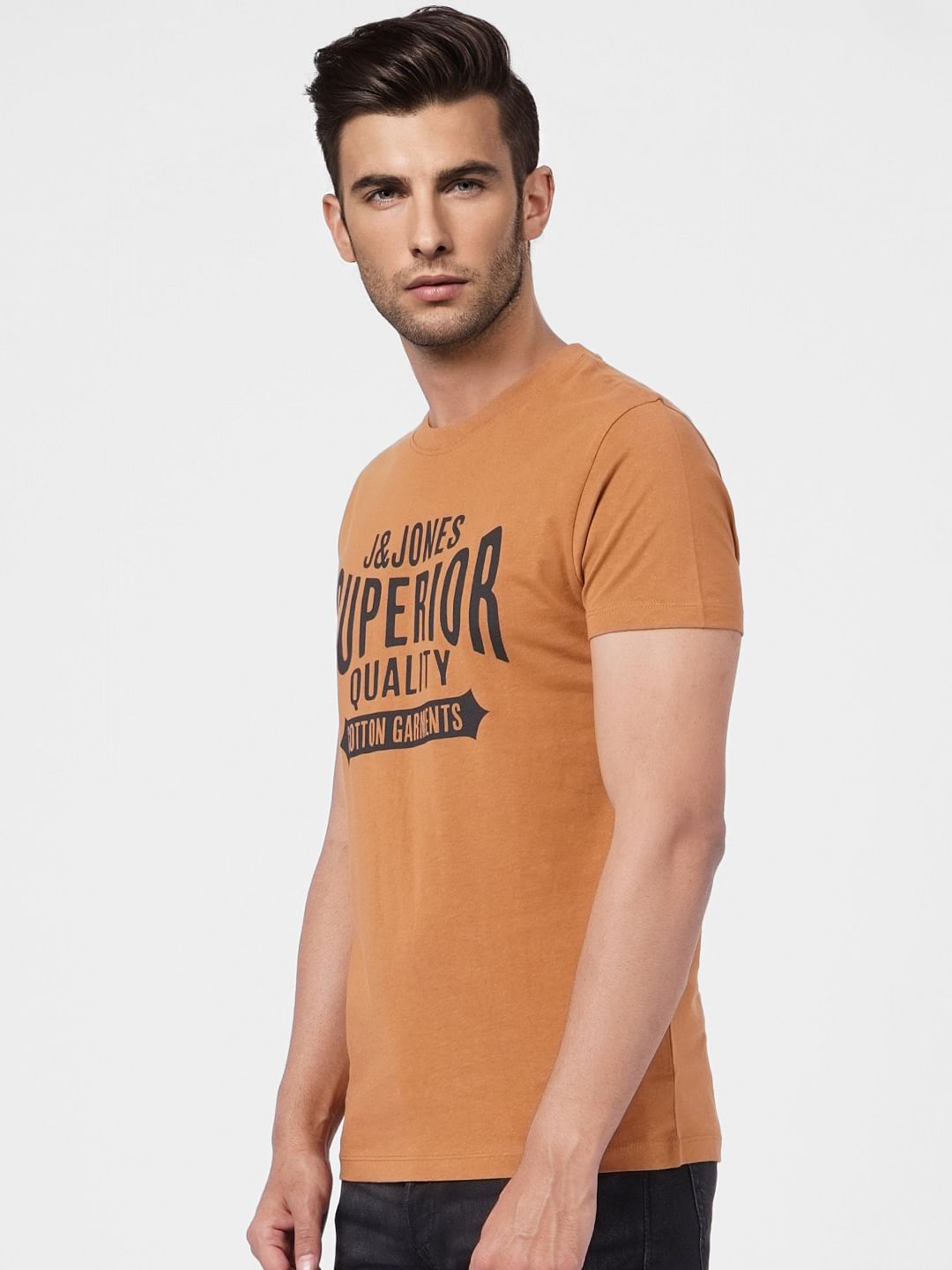 Brown Graphic Print Crew Neck T-shirt