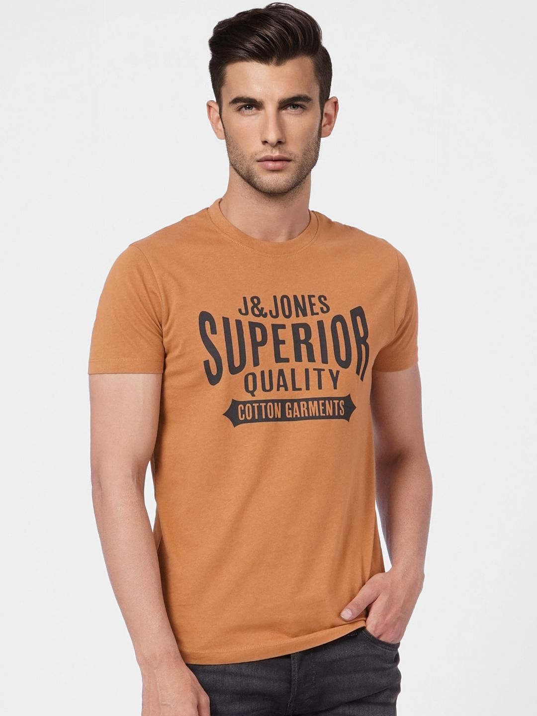 Brown Graphic Print Crew Neck T-shirt