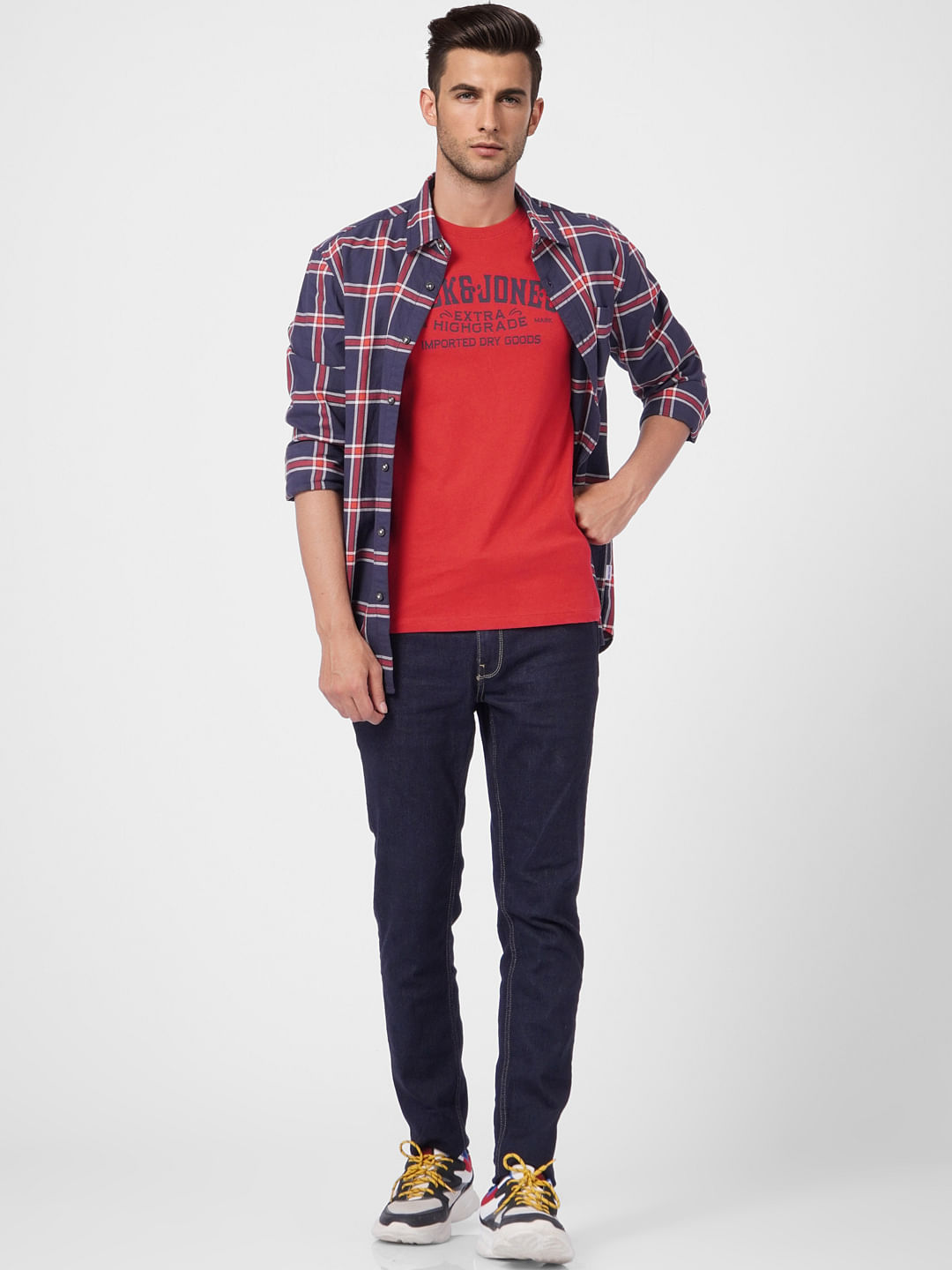 Red Graphic Crew Neck T-shirt - S