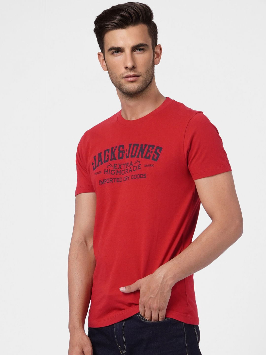 Red Graphic Crew Neck T-shirt