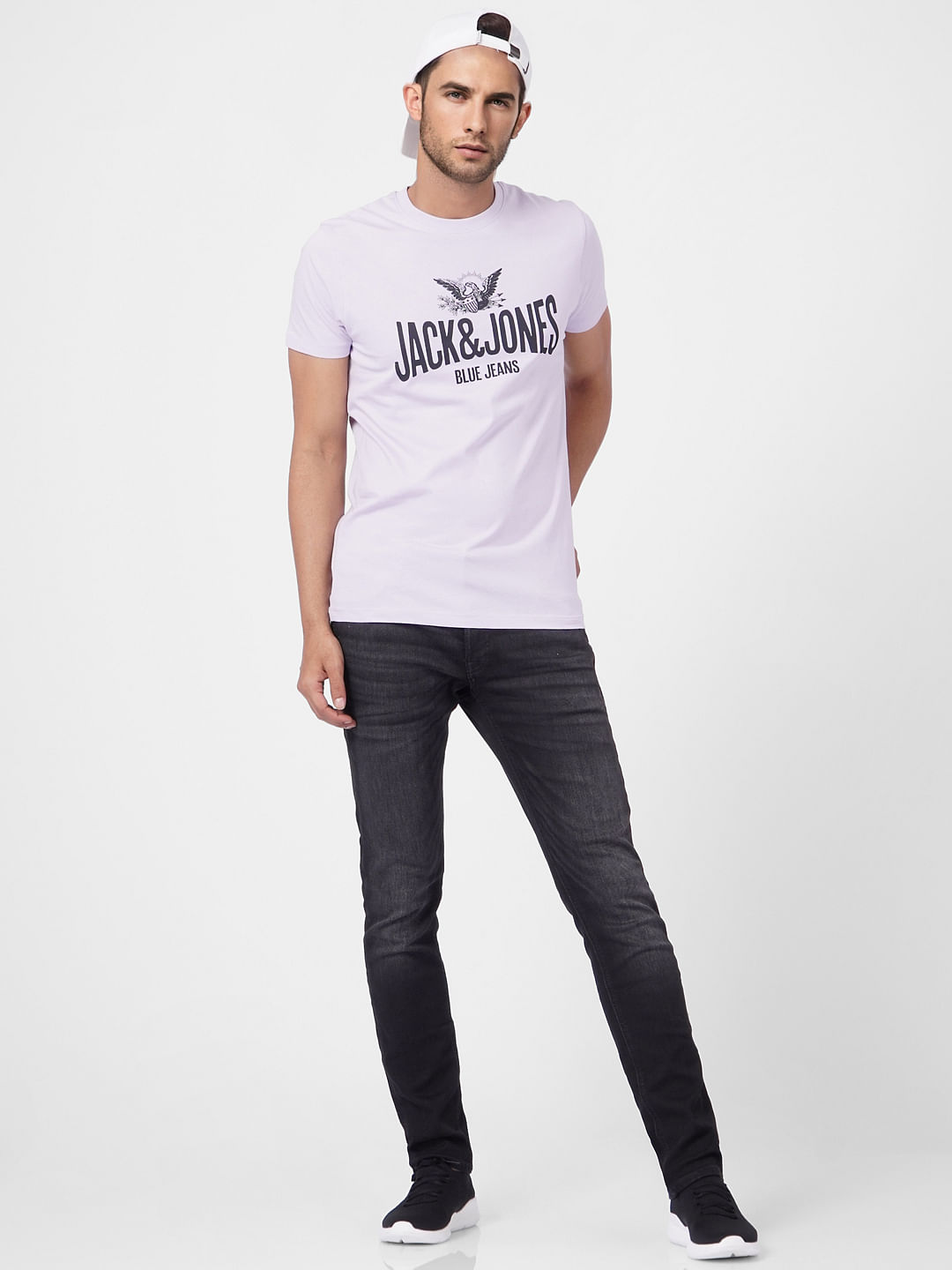 Purple Graphic Print Crew Neck T-shirt - S
