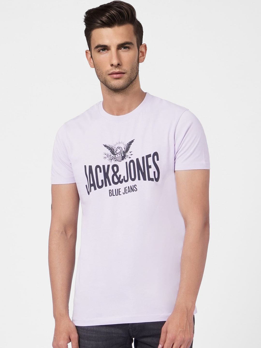 Purple Graphic Print Crew Neck T-shirt
