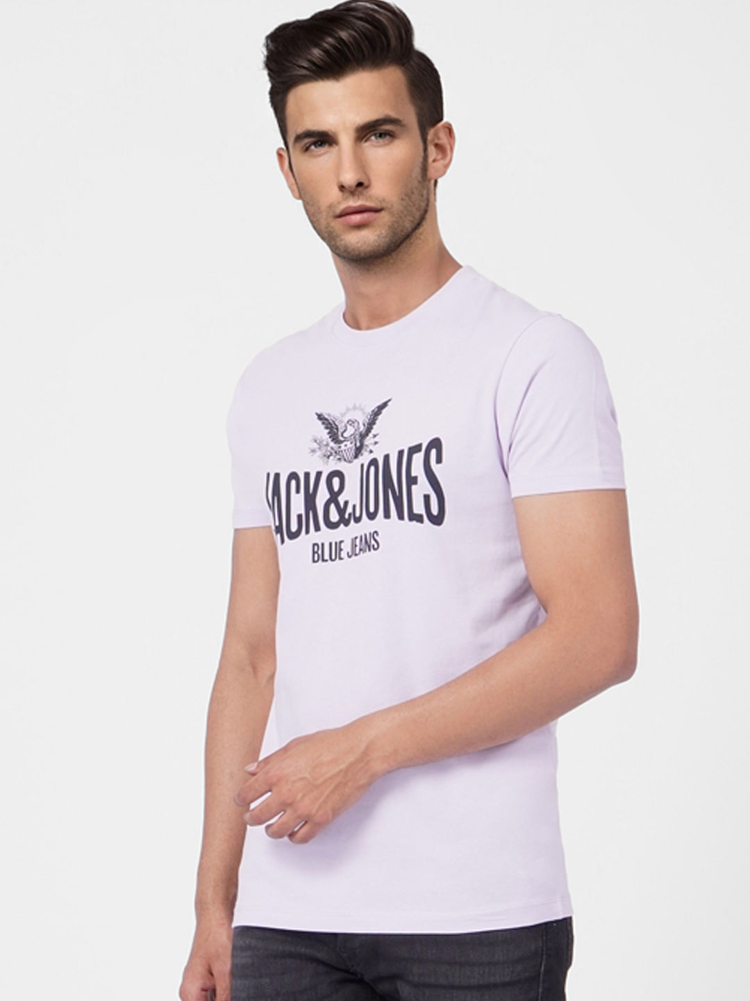 Purple Graphic Print Crew Neck T-shirt
