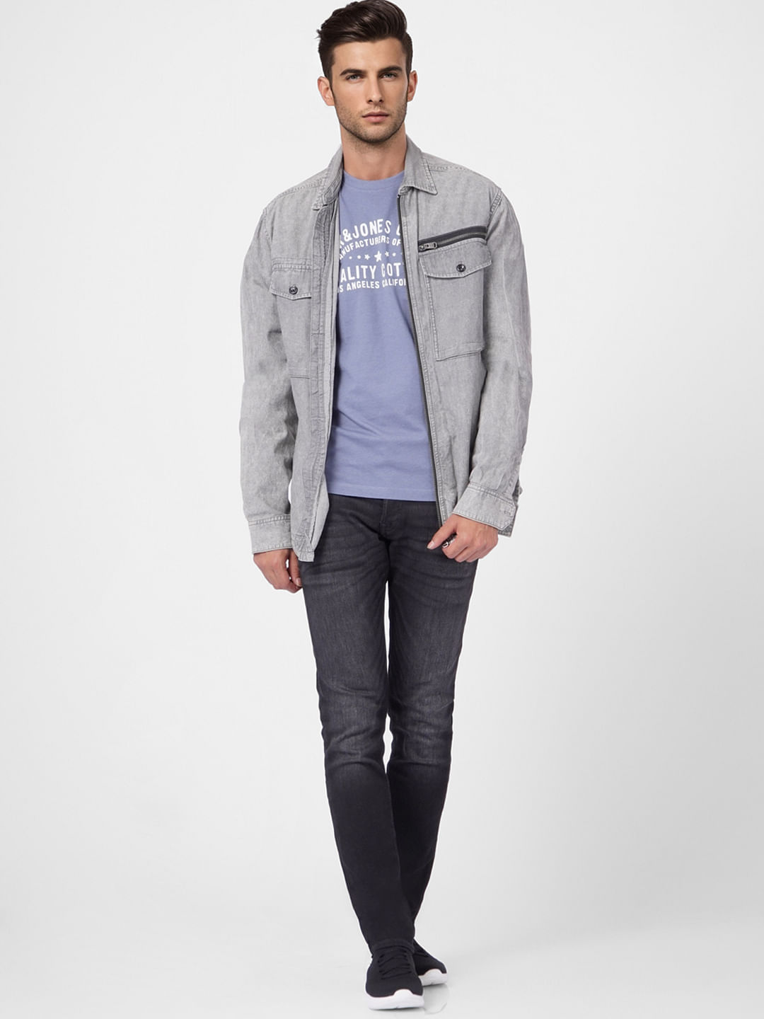 Blue Graphic Print Crew Neck T-shirt