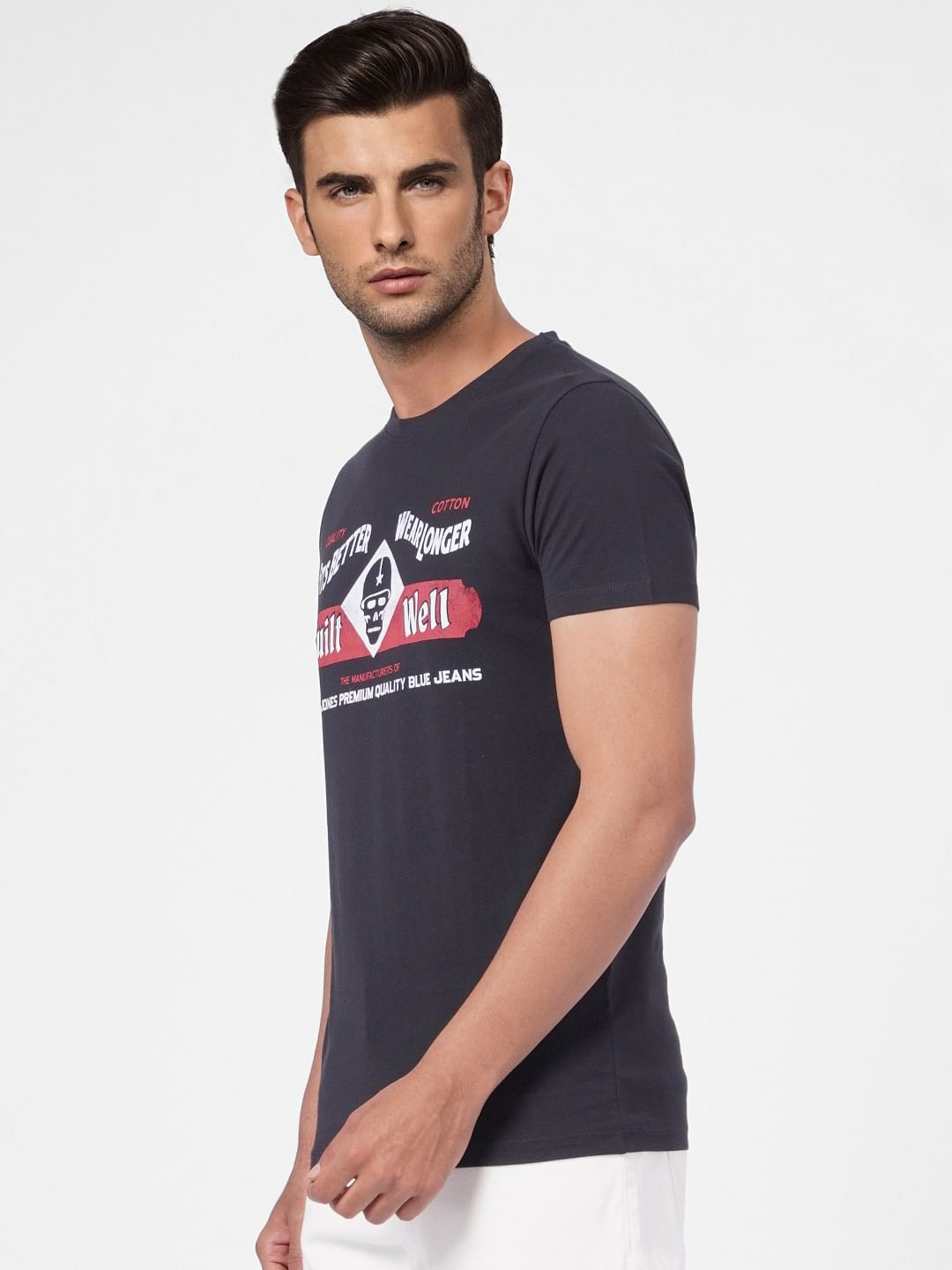 Black Graphic Print Crew Neck T-shirt