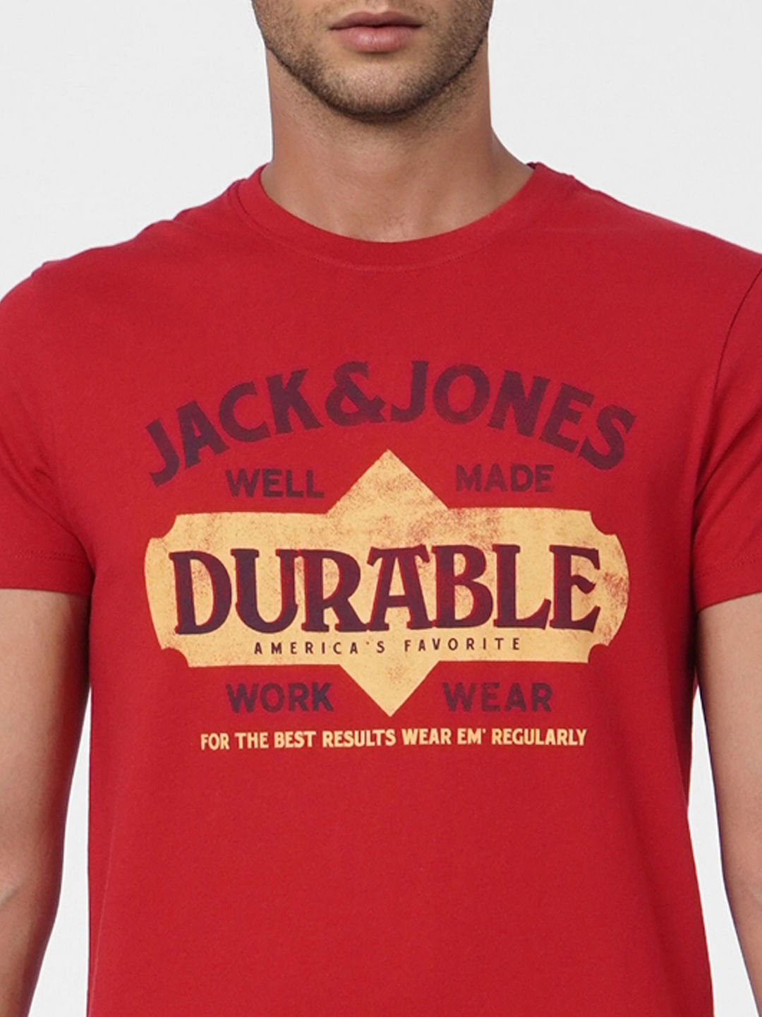 Red Graphic Print Crew Neck T-shirt