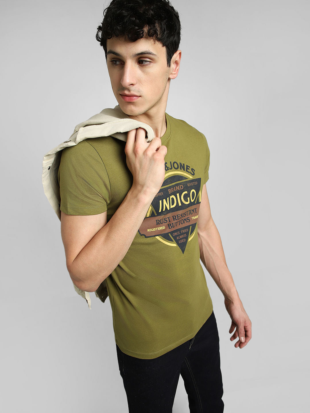 Green Graphic Print Crew Neck T-shirt - S