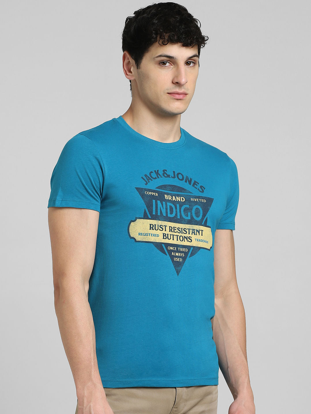 Blue Graphic Print Crew Neck T-shirt